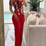 Damejumpsuit – Tætsiddende snit – Dobbeltradet – Dyreprint