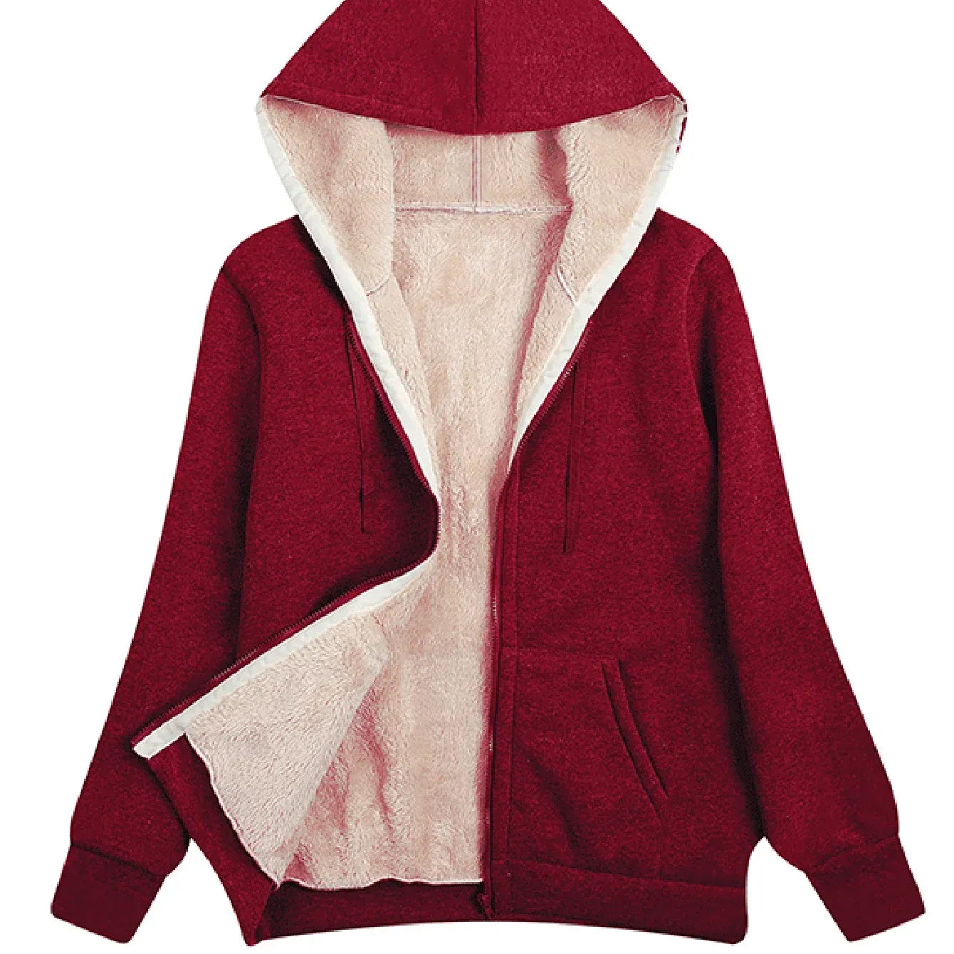 Dame fleecejakke – Afslappet pasform – Varmt for – Hætte med snøre