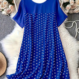 Dame natkjole – Bomuld – Afslappet pasform – Korte ærmer – Prikker – Midi-længde