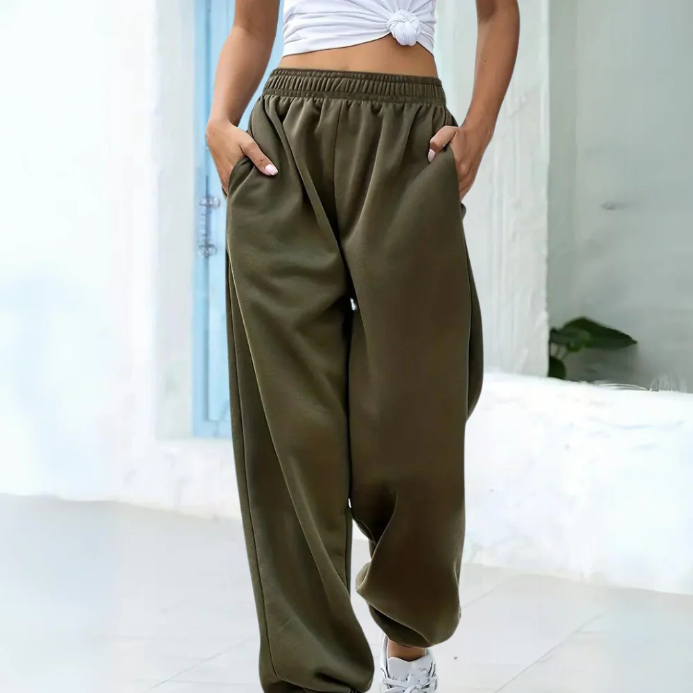 Damejoggingbukser – Løs pasform – Blød bomuld – Elastik i taljen – Lommer