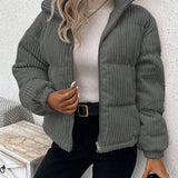 Dame quiltet jakke – Corduroy – Afslappet pasform – Lynlåskrave