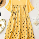 Dame natkjole – Bomuld – Afslappet pasform – Korte ærmer – Prikker – Midi-længde