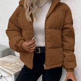 Dame quiltet jakke – Corduroy – Afslappet pasform – Lynlåskrave