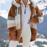 Damejakke med hætte – oversized pasform – blød kunstpels – lynlåslukning