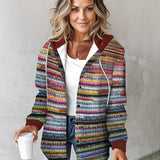 Damecardigan - Tekstureret strik - Afslappet oversized pasform - Sherpa hætte