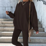 Oversized damesweatshirt – Afslappet pasform – Rund hals – Ribbet kant