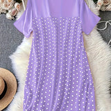 Dame natkjole – Bomuld – Afslappet pasform – Korte ærmer – Prikker – Midi-længde