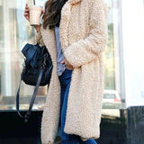 Dame teddyjakke – Oversized pasform – Lang længde – Hakkrave – Blød fornemmelse