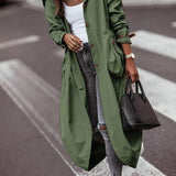 Lang damefrakke – Oversized pasform – Patchwork-design – Klassisk knaplukning