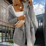 Damecardigan – Oversized pasform – Uldstrik – Hætte – Lommer – Lange ærmer