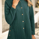 Damesweatshirt med quiltet pasform – Afslappet pasform – Hætte – Mellemlang, casual sweatshirt med knapper