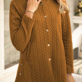 Damesweatshirt med quiltet pasform – Afslappet pasform – Hætte – Mellemlang, casual sweatshirt med knapper