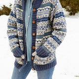 Damecardigan – Uldstrik – Afslappet pasform – Sjalkrave – Fair Isle-mønster