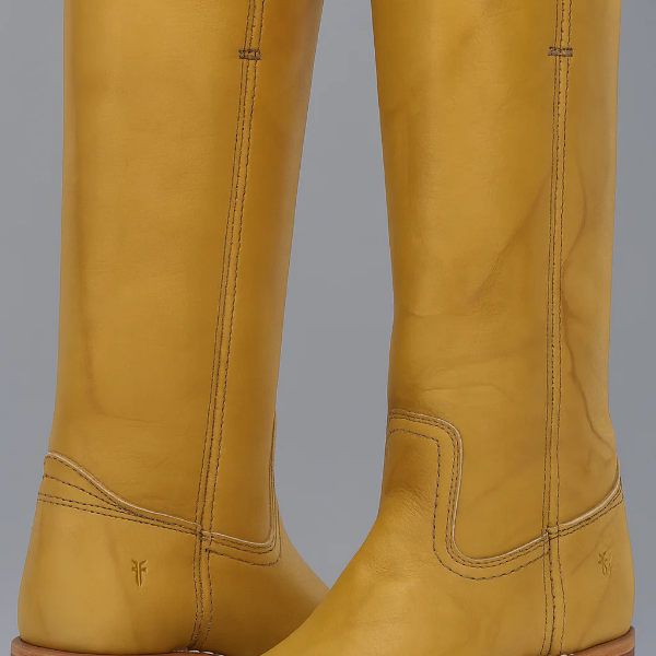 Dame ridestøvler – Glat læder – Blokhæl – Struktureret lægsnit