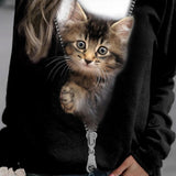 Damesweatshirt – Blød bomuld – Afslappet pasform – Lange ærmer – Kattegrafik