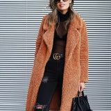 Dame teddyjakke – Oversized pasform – Lang længde – Hakkrave – Blød fornemmelse