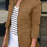 Dame cargojakke – Afslappet pasform – Bomuld – Ståkrave – Lommer med klap – Lynlås foran