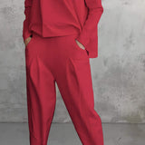 Dame loungesæt – afslappet pasform – blød strik – bukser med lige ben