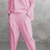 Dame loungesæt – afslappet pasform – blød strik – bukser med lige ben