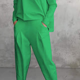 Dame loungesæt – afslappet pasform – blød strik – bukser med lige ben