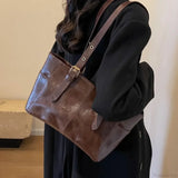 Koreansk retro skuldertaske i PU-læder