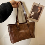 Koreansk retro skuldertaske i PU-læder