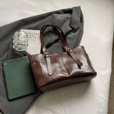 Koreansk retro skuldertaske i PU-læder