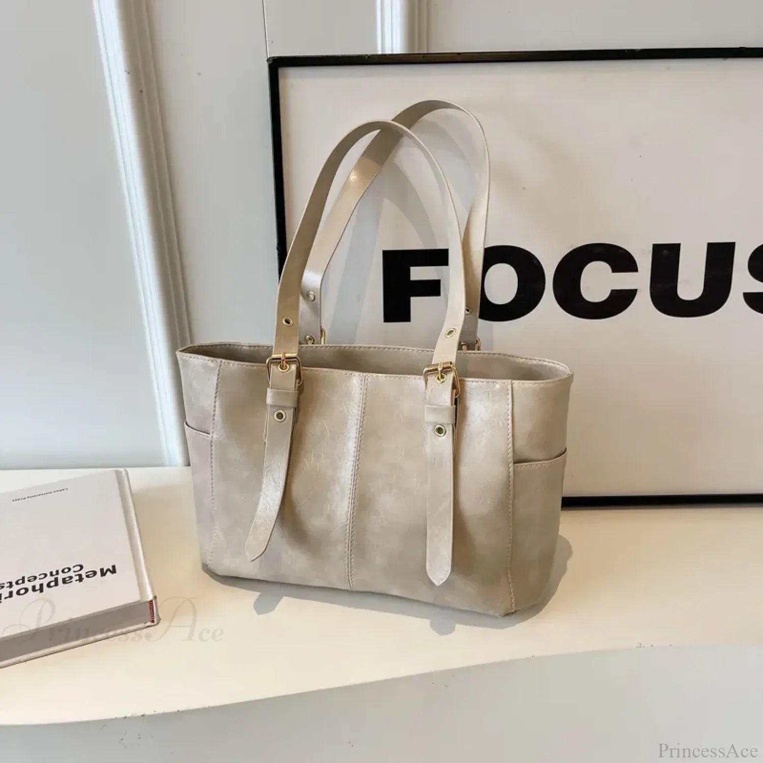 Koreansk retro skuldertaske i PU-læder