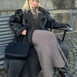 Vinterfrakke i leopard- og mink-imiteret pels