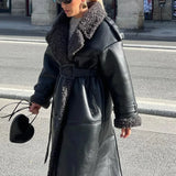 Vinterfrakke i leopard- og mink-imiteret pels