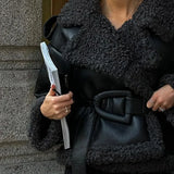 Vinterfrakke i leopard- og mink-imiteret pels