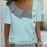 Johanne - Bluse i høj kvalitet med asymmetrisk knaplukning