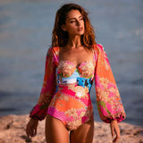 Todelt sæt med langærmet nederdel med print