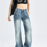 Lavtaljede, gulvlange bootcut-jeans