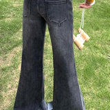 Lavtaljede jeans med svajer, slim fit, stretch, bambusprint