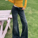 Lavtaljede jeans med svajer, slim fit, stretch, bambusprint