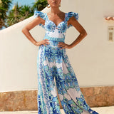 Todelt sæt: sarong og bukser med majolica-print