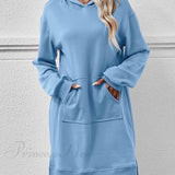 Midikjole med hætte, slids og lomme