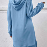 Midikjole med hætte, slids og lomme