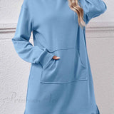 Midikjole med hætte, slids og lomme