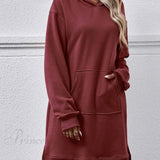 Midikjole med hætte, slids og lomme