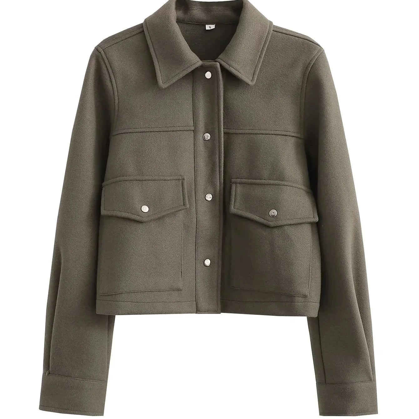 Kort damejakke – Uld – Tætsiddende snit – Knaplukning foran – Utility-stil