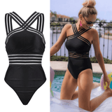 Chic stribet mesh badedragt - Elegant og behagelig