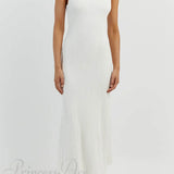 Elegant off-white ærmeløs midikjole