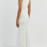 Elegant off-white ærmeløs midikjole