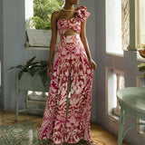 Todelt sæt: asymmetriske bukser med print