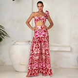 Todelt sæt: asymmetriske bukser med print