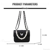 Skuldertaske i PU-læder med perler, tote-stil.