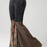 Højtaljede jeans med svaj og patchwork-tern