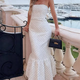 Prikket maxikjole uden stropper